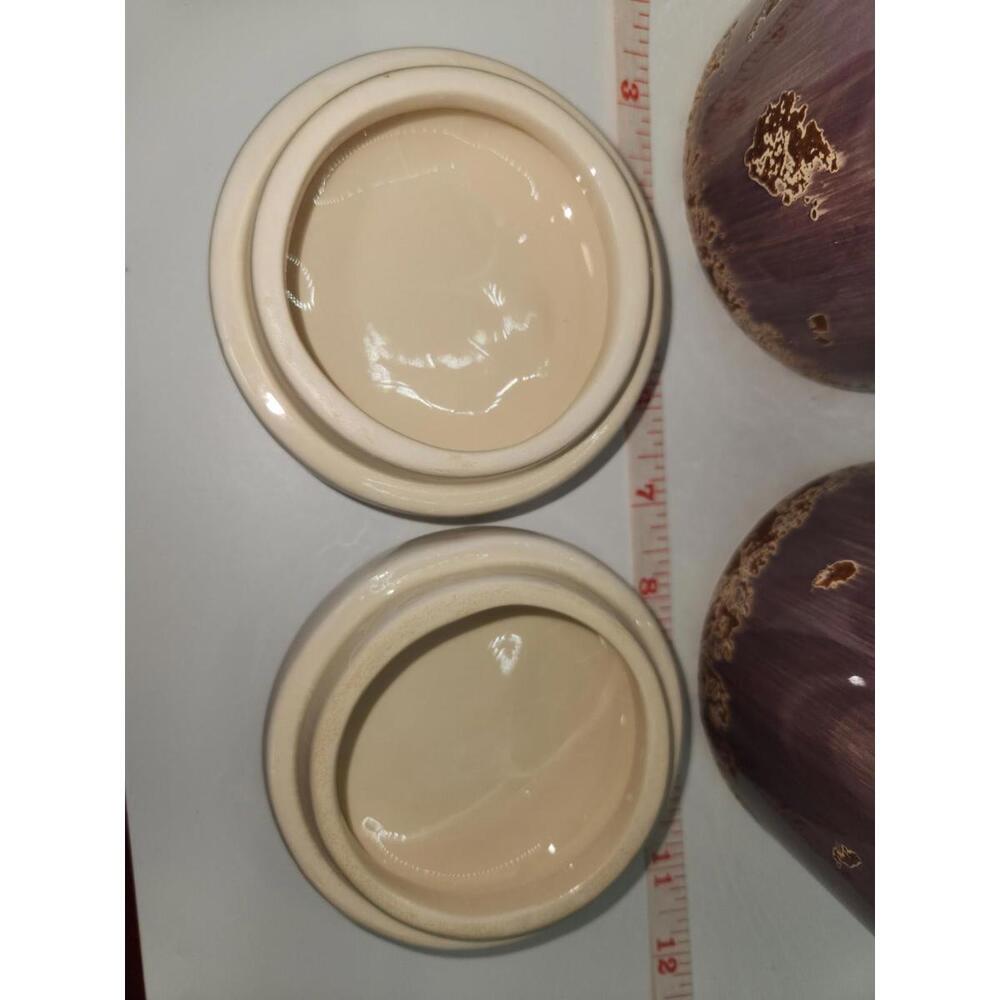 Small Ceramic Canisters With Lids, Purple & Brown - Picture 8 of 13